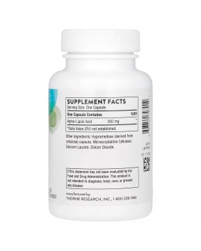 Thorne, альфа-липоевая кислота, 60 капсул (300 мг в 1 капсуле) Thorne, альфа-липоевая кислота, 60 капсул (300 мг в 1 капсуле)